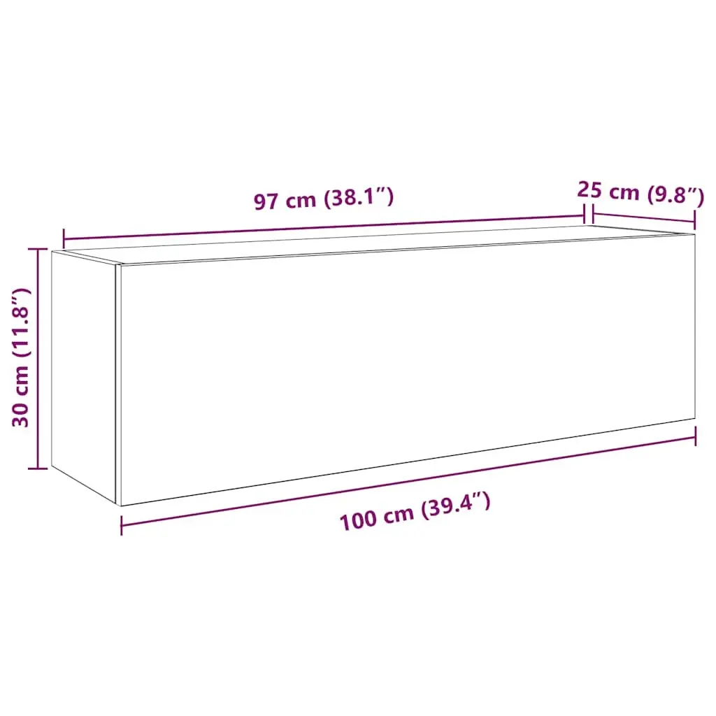Bathroom Wall Cabinet Grey Engineered Wood 100x25x30 cm Storage Vanity Unit