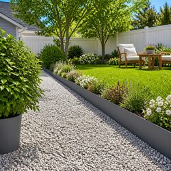Lawn Edging 20 Pieces Garden Border Anthracite Cold-Rolled Steel Landscape Yard