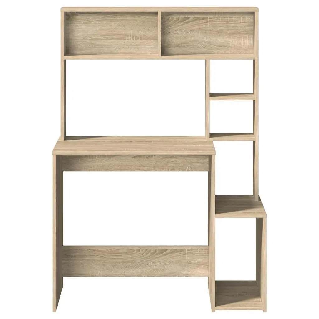 Desk with Open Shelves Storage Engineered Wood Brown 100x45x140 cm