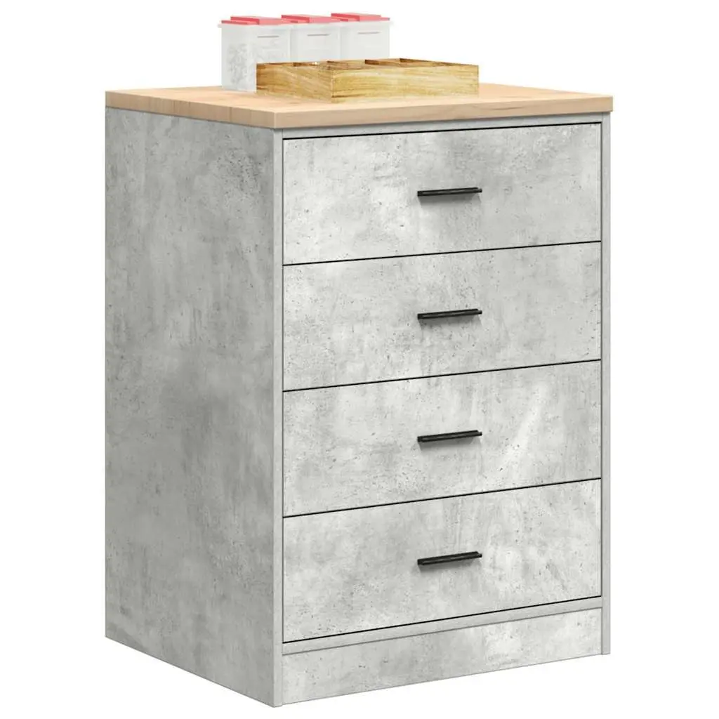 Garage Storage Cabinet Grey 60x51x85cm Solid Wood Pine Four Drawers