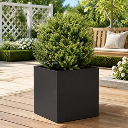 Planter Black 40x40x40 cm Raised Bed Garden Flower Box Cold-rolled Steel Open