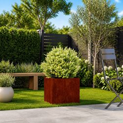 Weathering Steel Planter Raised Garden Bed Outdoor Flower Box 40x40x40cm Brown