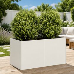 Raised Garden Planter Box White 80x40x40cm Cold-rolled Steel Outdoor Flower Bed