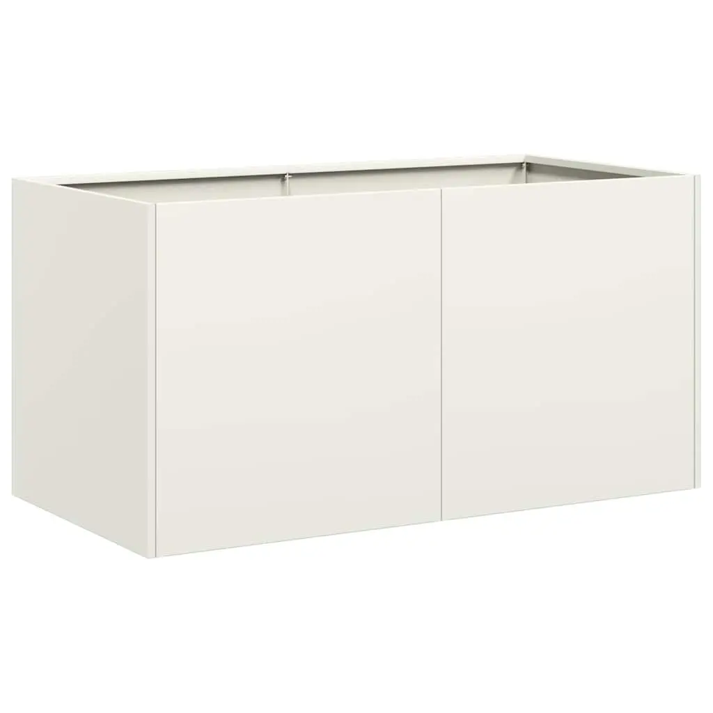 Raised Garden Planter Box Cold-rolled Steel 80x40x40cm White Outdoor Flower Bed