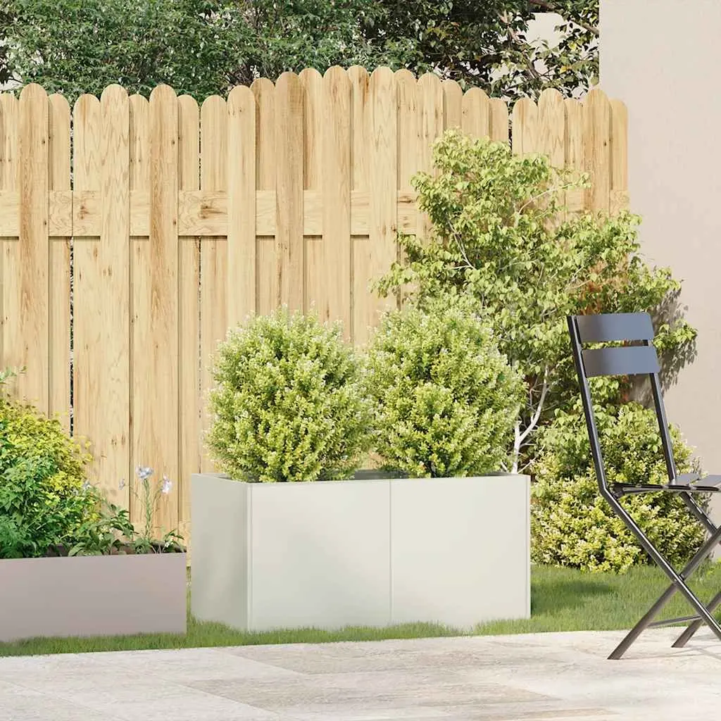 Raised Garden Planter Box Cold-rolled Steel 80x40x40cm White Outdoor Flower Bed