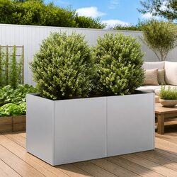 Galvanised Steel Planter Raised Garden Bed Outdoor Flower Box 80x40x40cm Silver