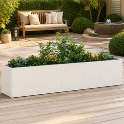 Raised Garden Planter Box White 200x40x40 cm Cold-Rolled Steel Outdoor Flower