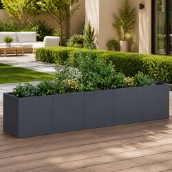 Large Raised Planter Box 200x40x40cm Anthracite Garden Flower Bed Outdoor