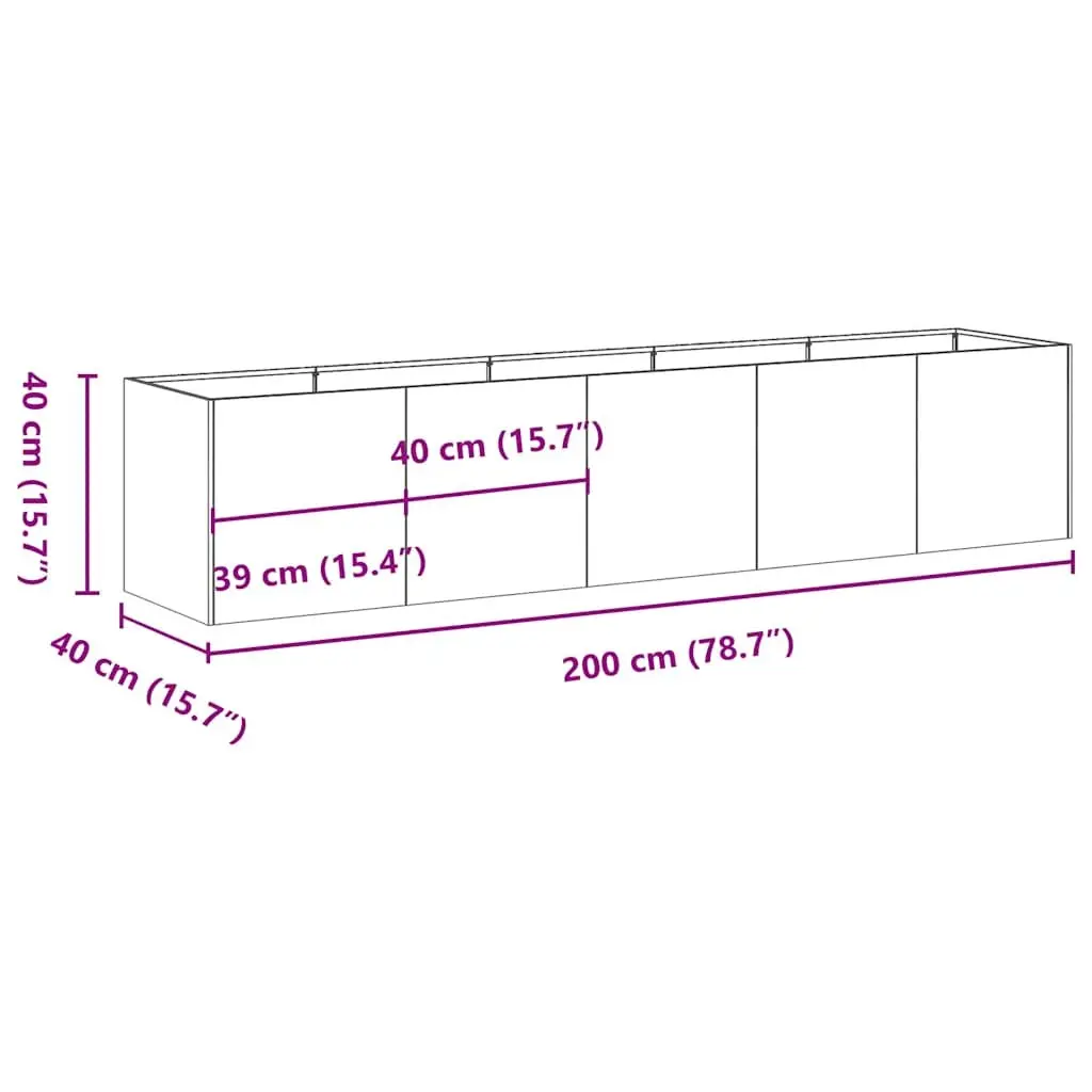 Large Raised Planter Box 200x40x40cm Anthracite Garden Flower Bed Outdoor