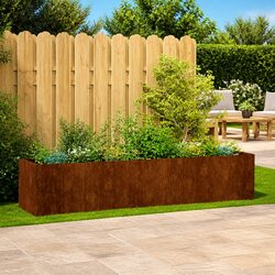 Weathering Steel Planter Raised Garden Bed 200x40x40 cm Brown Outdoor Flower Box