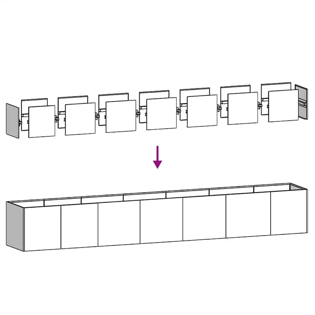 Cold-rolled Steel Planter White 280x40x40 cm Raised Garden Bed Outdoor