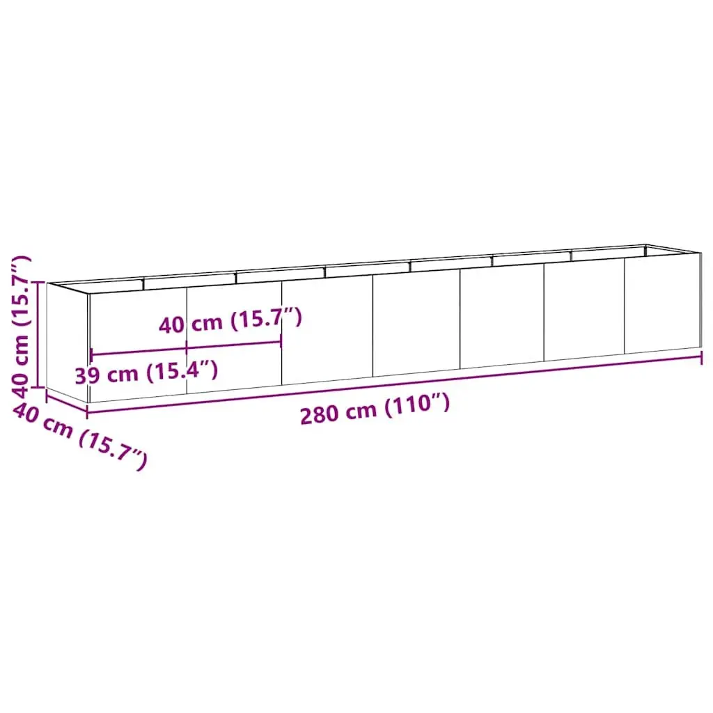 Cold-rolled Steel Planter White 280x40x40 cm Raised Garden Bed Outdoor