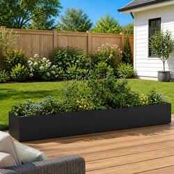 Raised Garden Planter Box 360cm Black Cold-rolled Steel Outdoor Flower Bed Patio
