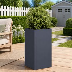 Anthracite Raised Garden Planter Box 40x40x80cm Cold-rolled Steel Outdoor