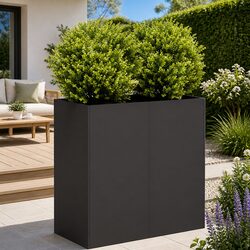 Raised Garden Planter Black Cold-rolled Steel 80x40x80cm Outdoor Flower Bed Box
