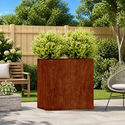 Weathering Steel Planter Raised Bed Garden 80x40x80cm Brown Outdoor Box