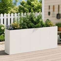 Raised Garden Planter Box White 200x40x80cm Cold-rolled Steel Outdoor Flower Bed