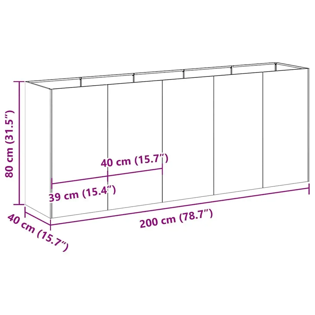 Raised Planter Box Cold-rolled Steel 200x40x80 cm Anthracite Garden Bed