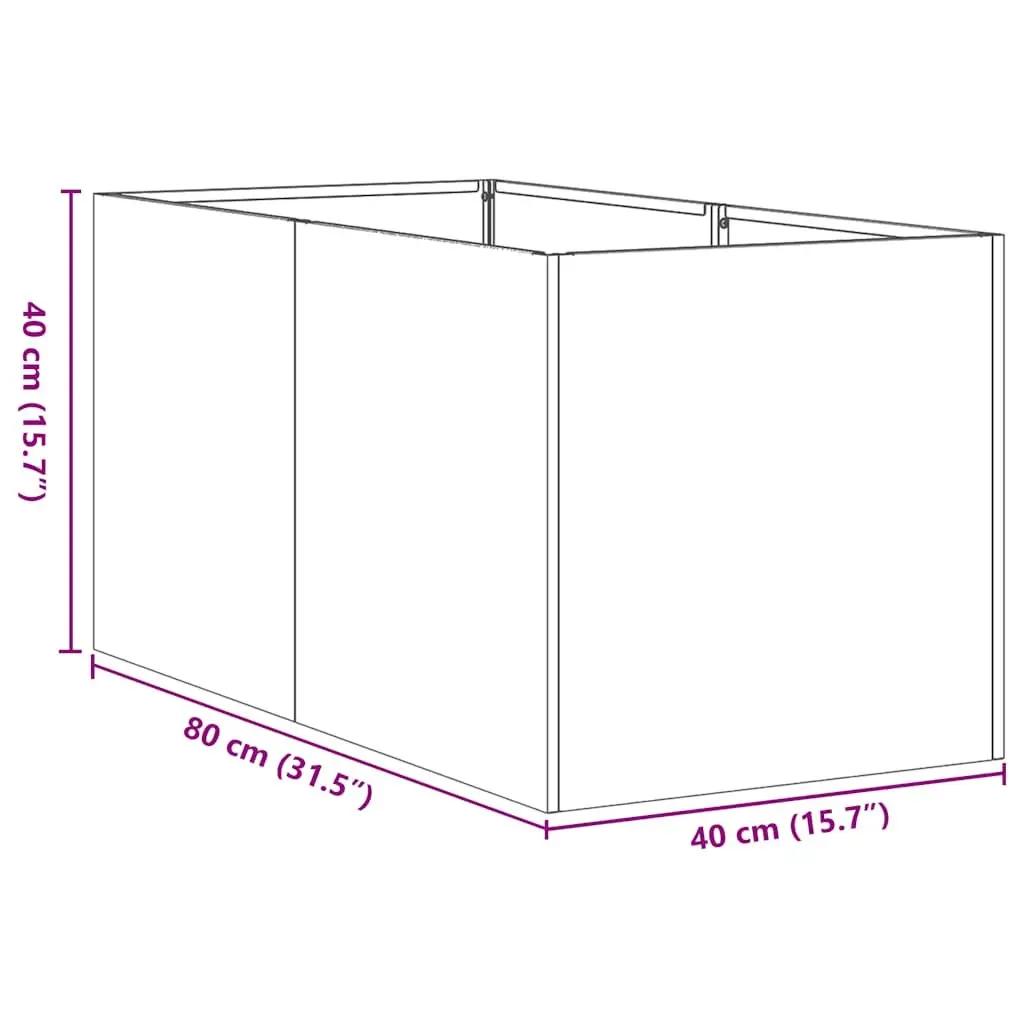 Galvanised Steel Planter Raised Bed Garden Box 40x80x40cm Outdoor Patio