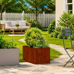 Weathering Steel Planter Raised Garden Bed Outdoor Flower Box 40x80x40cm Brown