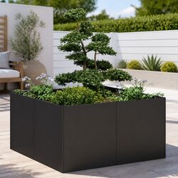 Planter Black 80x80x40 cm Cold-rolled Steel Raised Bed Garden Outdoor Patio