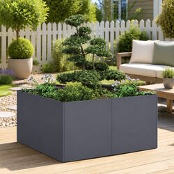 Raised Garden Planter Box Anthracite 80x80x40cm Cold-rolled Steel Outdoor Pot