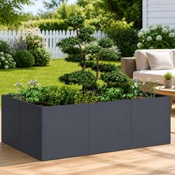 Raised Garden Planter Box Anthracite 120x80x40 cm Steel Outdoor Flower Bed