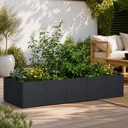 Steel Planter Black 200x80x40 cm Raised Garden Bed Flower Box Outdoor Patio