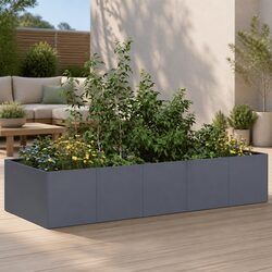 Steel Raised Garden Planter Box Anthracite 200x80x40cm Outdoor Flower Bed