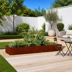 Weathering Steel Planter Raised Garden Bed 280x80x40cm Outdoor Flower Box