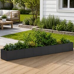 Large Steel Planter Box Raised Garden Bed Black 360x80x40cm Outdoor Flower Pots