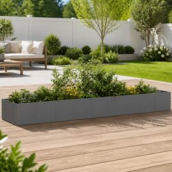 Raised Garden Planter Box Anthracite Steel 360x80x40cm Outdoor Flower Bed