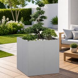 Galvanised Steel Planter 80x80x80 cm Raised Garden Bed Outdoor Flower Box Silver