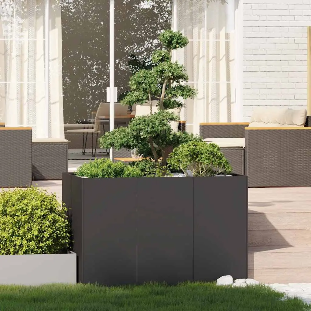 Steel Planter Box Durable Cold-Rolled Steel 120x80x80cm Black Outdoor Patio Flower