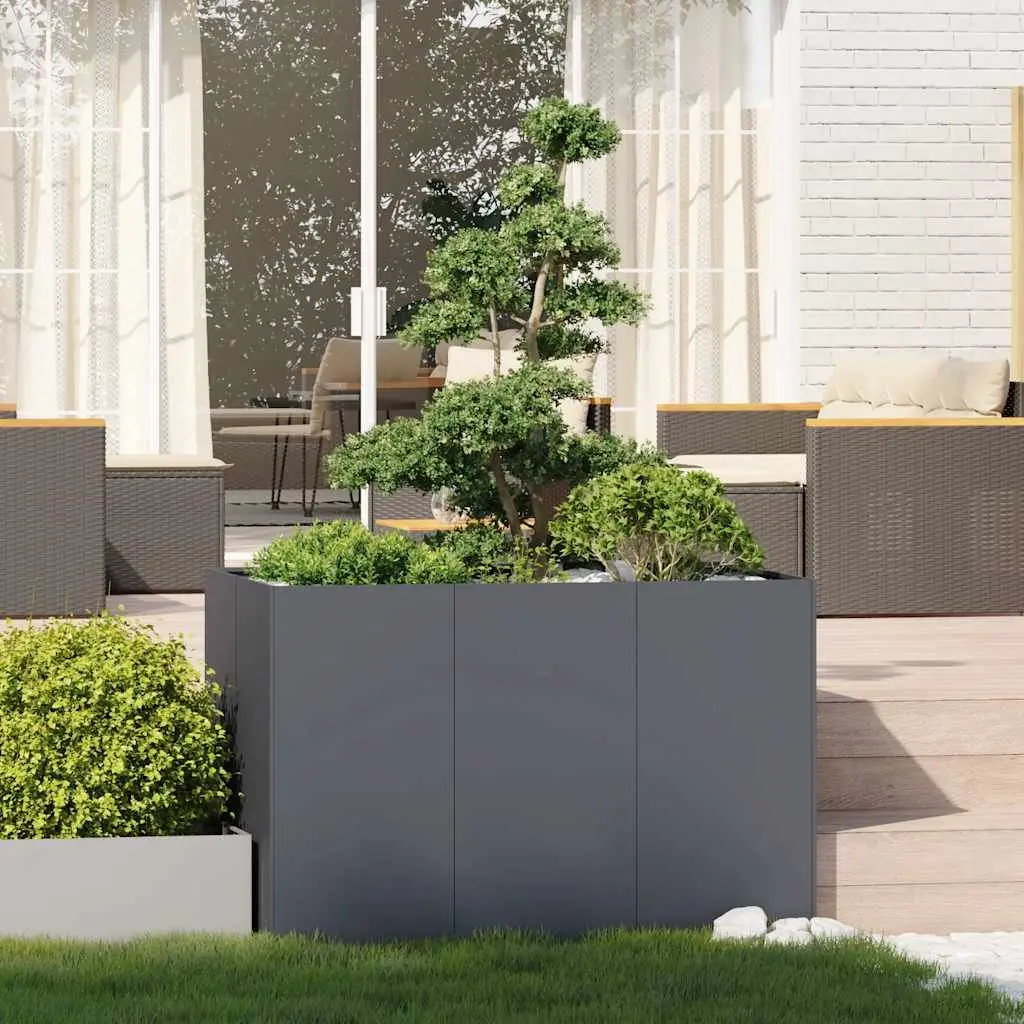 Steel Planter Raised Garden Bed Box Anthracite 120x80x80 cm Outdoor Patio Flower