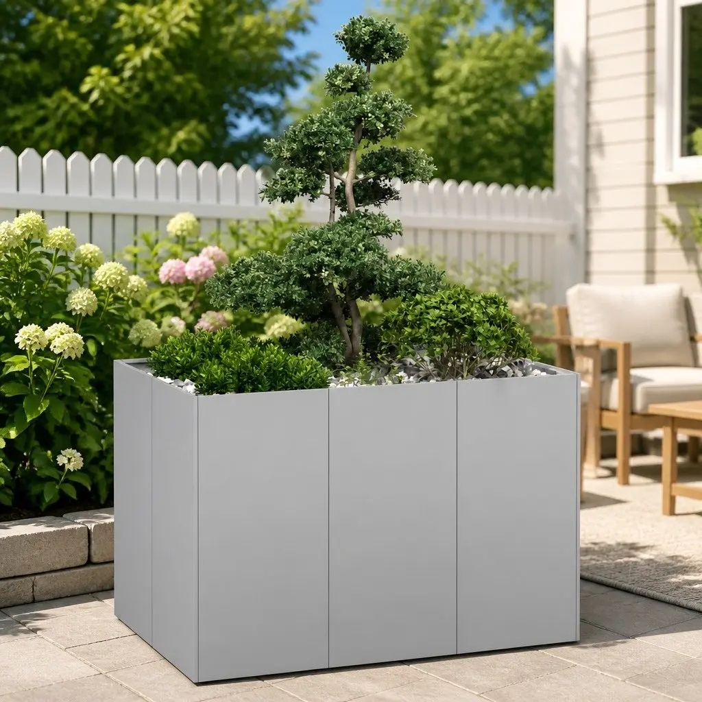 Galvanised Steel Planter Raised Garden Bed 120x80x80 cm Outdoor Decorative Box