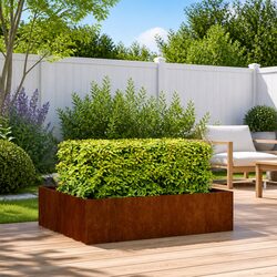 Raised Garden Planter Box Weathering Steel 100x100x30cm Outdoor Flower Bed