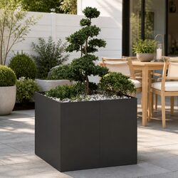 Steel Planter Box 100x100x80 cm Black Raised Garden Bed Outdoor Flowers