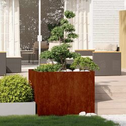 Weathering Steel Raised Planter Garden Flower Box Deep Wide Patio Outdoor Bed