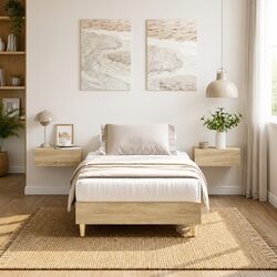 Bed Frame Sonoma Oak 90x190 cm Engineered Wood Slatted Base Bedroom Furniture