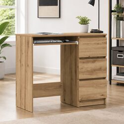 Office Desk 90x45x76cm with 3 Drawers Engineered Wood Brown Study Computer