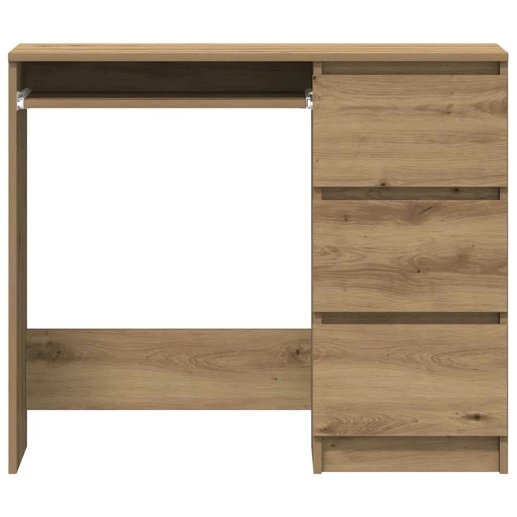 Office Desk with 3 Drawers 90x45x76cm Engineered Wood Brown