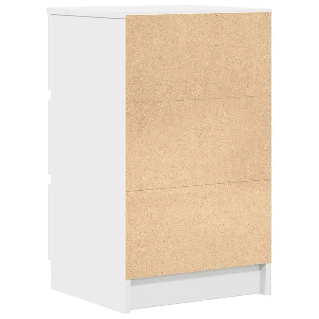 Bedside Cabinet White 3 Drawers Engineered Wood 39x35x65cm