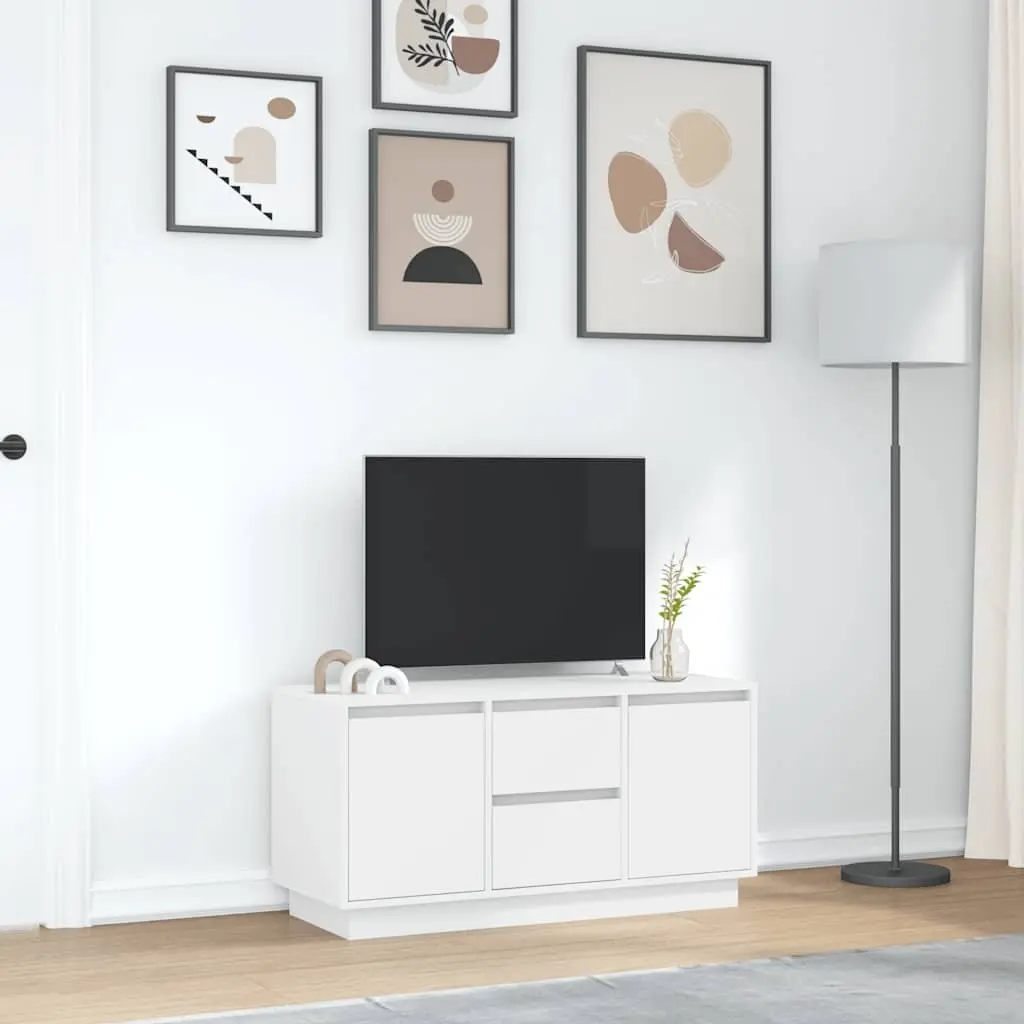 TV Cabinet RGB LED Lights Storage Unit White