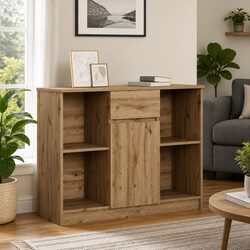 Sideboard Storage Cabinet with Drawer Brown Engineered Wood 101x35x76 cm Buffet