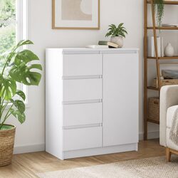 White Sideboard Cabinet with Drawers Shelf Door Storage Furniture Living Room