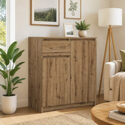 Sideboard Storage Cabinet with Drawer Brown Engineered Wood Living Room Buffet