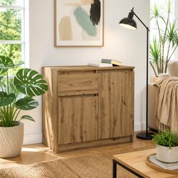 Sideboard with Drawer Brown Engineered Wood Storage Cabinet Buffet Organiser