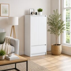 Storage Cabinet with Drawer White Engineered Wood Furniture Sideboard Buffet