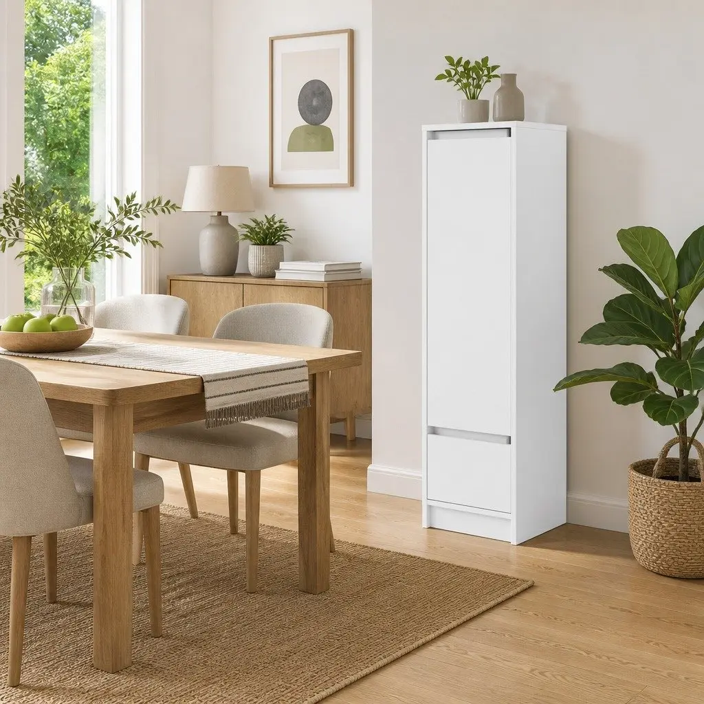 Highboard Storage Cabinet Engineered Wood White Dining Room 29.5 x 34 x 119.5 cm